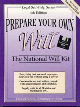 Paperback Prepare Your Own Will (book and disk): The National Will Kit with Forms-on-Disk Book