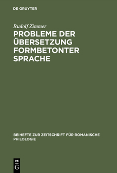Hardcover Probleme der Übersetzung formbetonter Sprache [German] Book