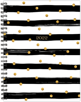 Spiral-bound Black and Gold 6.5 X 8.5 Softcover Weekly Planner Book