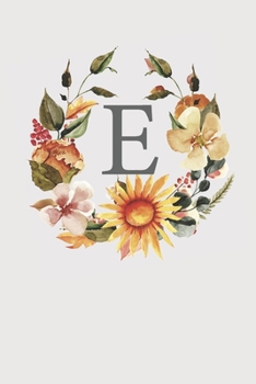 E: Pink Monogram Sketchbook | 110 Sketchbook Pages (6 x 9) | Sunflower Watercolor Monogram Sketch Notebook | Personalized Initial Letter Journal | Monogramed Sketchbook