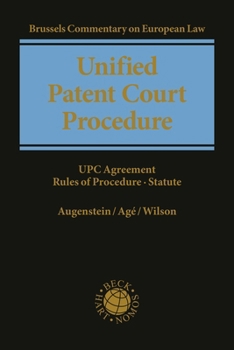 Hardcover Unified Patent Court Procedure: UPC Agreement, Rules of Procedure, Statute Book