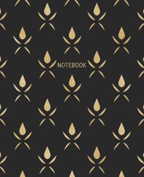 Paperback Notebook: Gold on Black Acorn Pattern Cover with College Ruled Pages Book