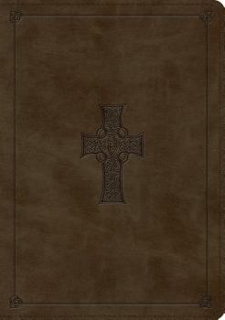 Paperback ESV Large Print Wide Margin Bible (Trutone, Olive, Celtic Cross Design) [Large Print] Book