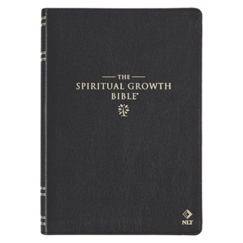 The Spiritual Growth Bible, Study Bible, NLT - New Living Translation Holy Bible, Faux Leather, Black Rose Gold Debossed Floral