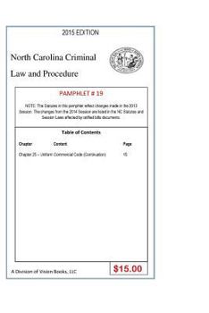 Paperback North Carolina Criminal Law and Procedure-Pamphlet 19 Book