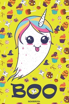 Paperback Boo Journal: 110 Blank Lined Pages - 6" x 9" Notebook With Cute Halloween Unicorn Ghost Print On The Cover Book