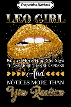 Paperback Composition Notebook: Leo Girl Knows More Than She Says Biting Lips Birthday Journal/Notebook Blank Lined Ruled 6x9 100 Pages Book