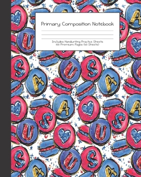 Primary Composition Notebook: Mermaid USA America |Grades K-2 | Handwriting Practice Paper|Primary Ruled With Dotted Midline | 100 Pgs 50 Sheets | ... Girls | Elementary | Teacher | School | Gift