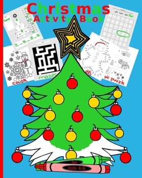 Paperback Christmas Activity Book for Kids 4-6: Brain Teaser for kids Simple Word Search puzzles Coloring pages Dot-to-dot drawings Hang man alternative Decorat Book
