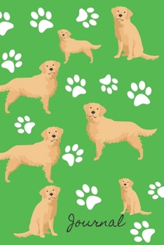 Journal: Gratitude Journal 6x9 100 Pages Golden Retriever Dog Green Cover