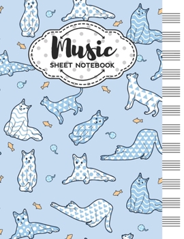 Music Sheet Notebook: Blank Staff Manuscript Paper with Unique Cats Themed Cover Design