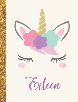 Eileen: Eileen Unicorn Personalized Black Paper SketchBook for Girls and Kids to Drawing and Sketching Doodle Taking Note Marble Size 8.5 x 11
