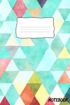 Notebook: Ruled Paper 120 Pages, 6 X 9 Inches, White Paper, Matte Finished Soft Cover (Geometric Abstract Turquoise Mint Light Green Vector Triangle Pattern)