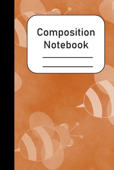 Paperback Composition Notebook: cute bumblebee designed orange background, college ruled lined notebook Book