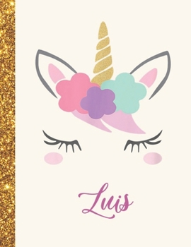 Luis: Luis Unicorn Personalized Black Paper SketchBook for Girls and Kids to Drawing and Sketching Doodle Taking Note Marble Size 8.5 x 11