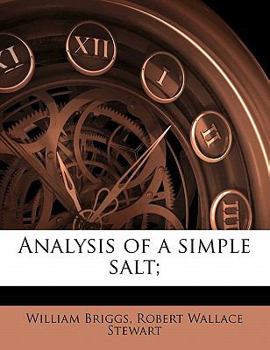 Paperback Analysis of a Simple Salt; Book
