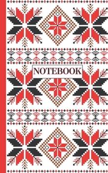 Paperback Notebook: Ruled pages - 5 x 8 inches - 100 pages - My Fallahi Cross stitch Embroidery Pattern (RED) Book