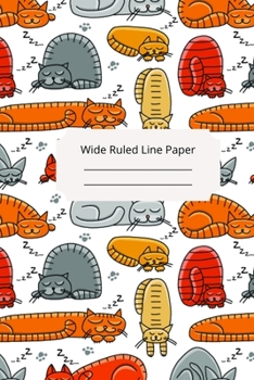 Cute Sleep Cat Theme Wide Ruled Line Paper