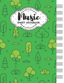 Paperback Music Sheet Notebook: Blank Staff Manuscript Paper with Linear Trees Themed Cover Design Book