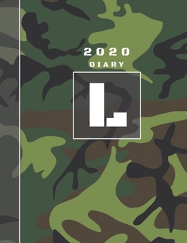 Paperback Personalised 2020 Diary Week To View Planner: A4 Letter L Dark Green And Black Camo Camouflage Organiser And Planner For The Year Ahead, School, Busin Book