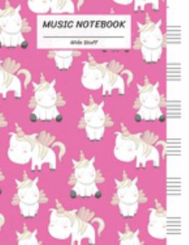 Paperback Music Notebook Wide Staff: Pattern Of Cute Small Unicorn, Pink/Blank Music Sheet Notebook, Big Staff Paper, Music Manuscript Paper,6 Large Staves Book