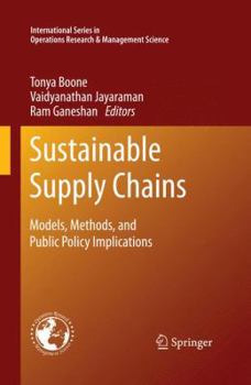 Paperback Sustainable Supply Chains: Models, Methods, and Public Policy Implications Book