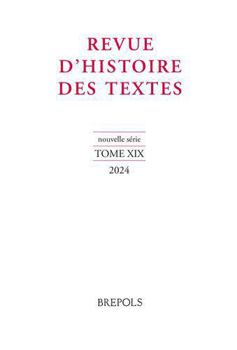 Paperback Revue d'Histoire Des Textes, N.S. 19/2024 [Italian] Book