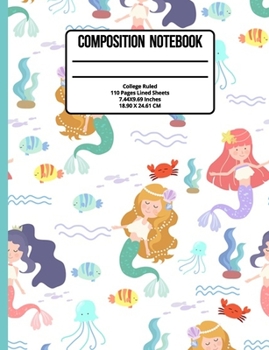 Paperback Composition Notebook College Ruled: Mermaid 110 Pages Book
