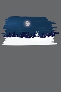 Notebook: Winter Solstice Full Moon Night Reindeers Snow Christmas Black Lined Journal Writing Diary - 120 Pages 6 x 9