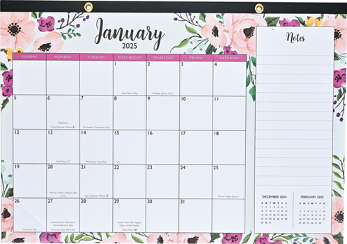 Calendar 2025 Floral Desk Pad and Wall Calendar (11 X 17) - (12-Month Calendar with 152 Bonus Stickers!) Book