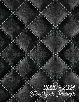 Paperback 2020-2024 Five Year Planner: Jan 2020-Dec 2024 Five Year Planner, stiched black learher digital paper cover, featuring 2020-2024 Overview, daily, w Book