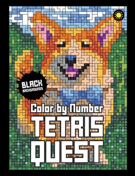 Paperback Tetris Quest Color By Number (Black Background): Color Quest Activity Coloring Book for Adults Relaxation Book