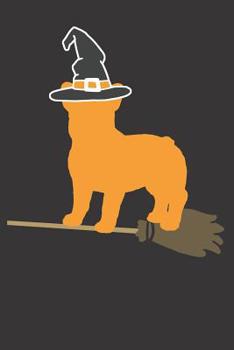 Paperback Notebook: French Bulldog Halloween Witch Dot Grid Dotted 6x9 120 Pages Book