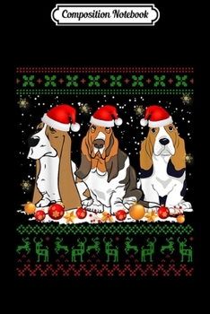 Composition Notebook: Christmas Basset Hound Santa Hat Lights Dog Gift  Journal/Notebook Blank Lined Ruled 6x9 100 Pages