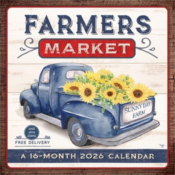 Farmer's Market 2026 12 X 24 Inch (Hanging) Monthly Square Wall Calendar Featuring the Artwork of Mollie B. Plastic-Free