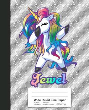 Paperback Wide Ruled Line Paper: JEWEL Unicorn Rainbow Notebook Book