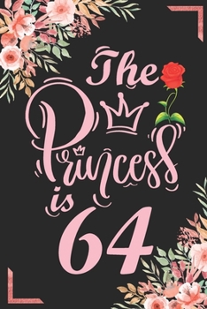 The Princess Is 64: 64th Birthday & Anniversary Notebook Flower Wide Ruled Lined Journal 6x9 Inch ( Legal ruled ) Family Gift Idea Mom Dad or Kids in Holidays - Marble & Red Love Flowers Cover