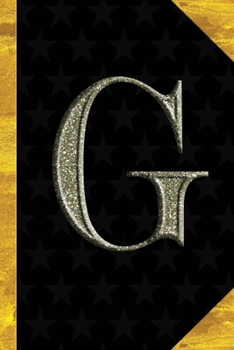 G: Black with Gold Classic Vintage theme | Personalized College Lined Notebook Journal | Diary & Note Taking |Initial Monogram Glitters Letter Star ... Travel Size | Gift for Friends Coworkers