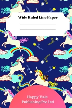 Cute Unicorn Theme Wide Ruled Line Paper