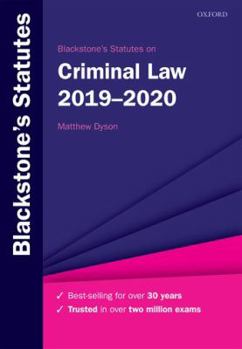 Paperback Blackstone's Statutes on Criminal Law 2019-2020 Book