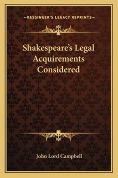 Paperback Shakespeare's Legal Acquirements Considered Book