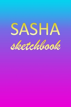 Paperback Sasha: Sketchbook - Blank Imaginative Sketch Book Paper - Pink Blue Gold Custom Letter S Personalized Cover - Teach & Practic Book