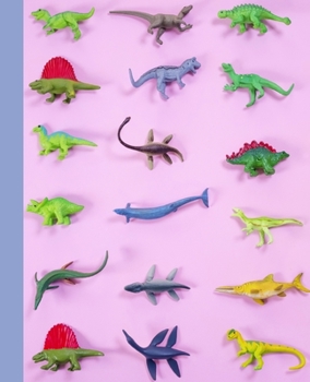Lined Notebook: College Ruled Composition Book; Toy Dinosaurs On Pink