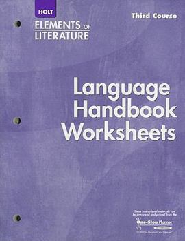 Paperback Elements of Literature: Language Handbook Worksheets Grade 9 Third Course Book
