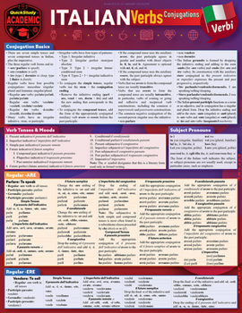 Misc. Italian Verbs - Conjugations: A Quickstudy Laminated Reference Guide Book