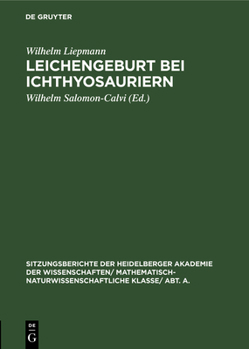 Hardcover Leichengeburt Bei Ichthyosauriern: Eine Paläobiologische Studie [German] Book