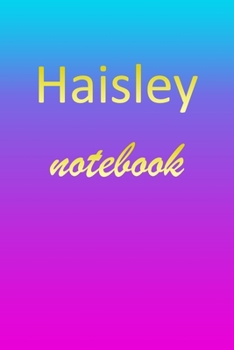 Haisley: Blank Notebook | Wide Ruled Lined Paper Notepad | Writing Pad Practice Journal | Custom Personalized First Name Initial H Blue Purple Gold  | ... Homeschool & University Organizer Daybook
