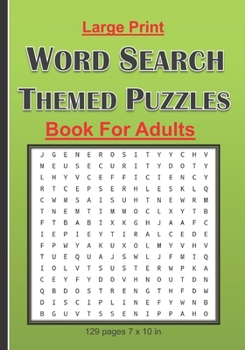 Paperback Large Print Word Search Themed Puzzles Book For Adults: Brain Games With 101 Word Search Themed Puzzles Book For Adults/Seniors: 129 pages and 7 x 10 [Large Print] Book