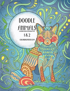 Paperback Doodle Animals Coloring Book for Grown-Ups 1 & 2 Book