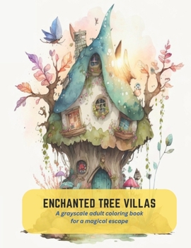 Enchanted Tree Villas: A grayscale adult coloring book for a magical escape